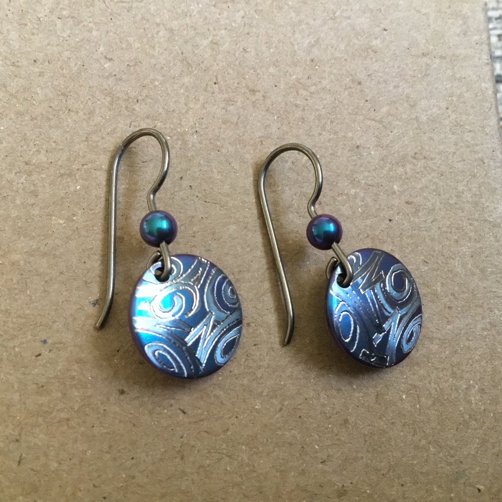 Earrings Titanium Hypoallergenic Blue